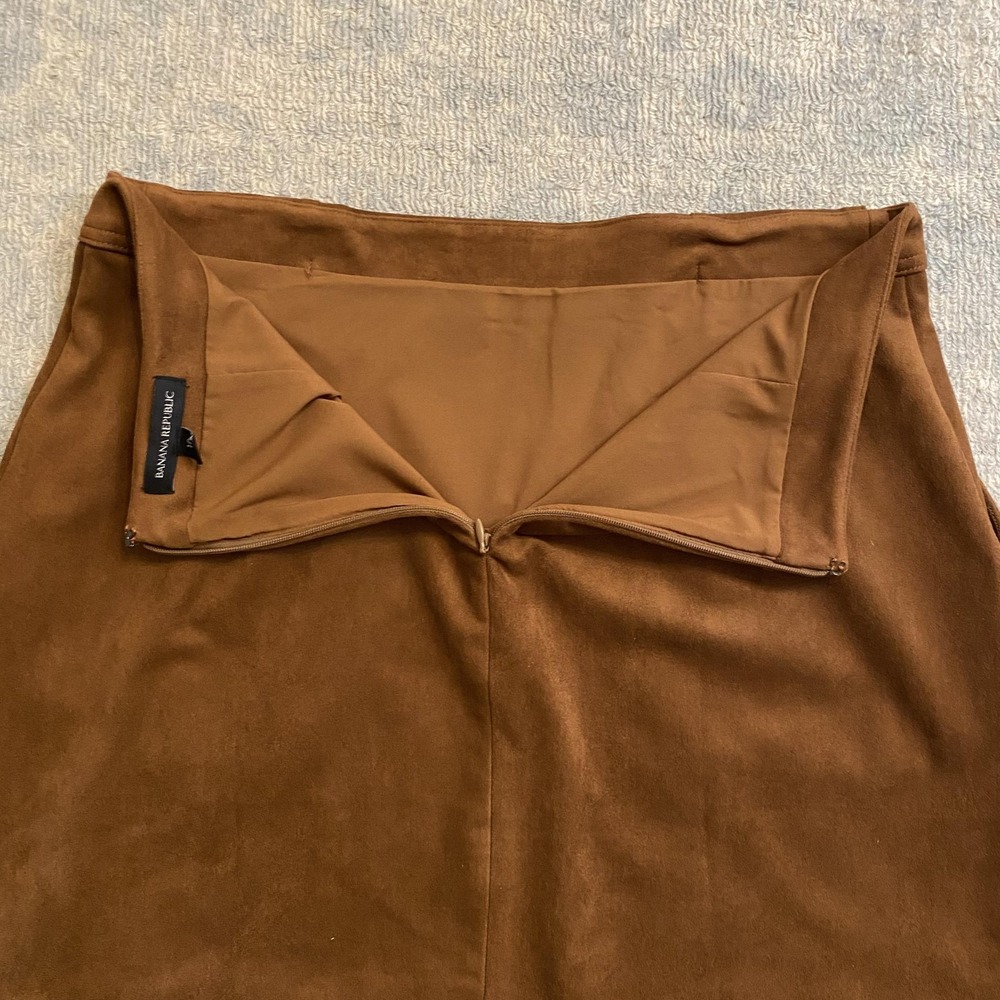 Banana Republic Skirt Womens 10 Brown Faux Suede Stretch A Line Mini Pockets - Picture 10 of 11